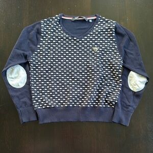 Modern Blue and White Geometric Sweater